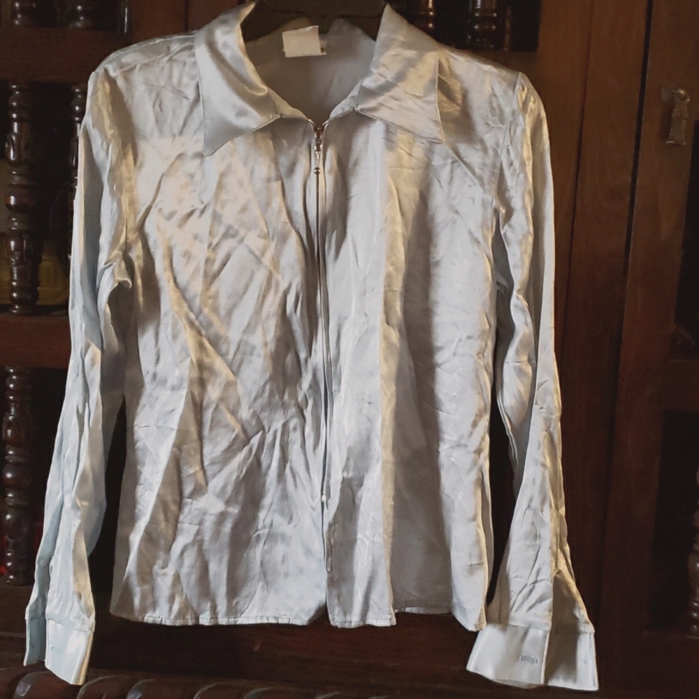 Vintage zippered long sleeve blouse